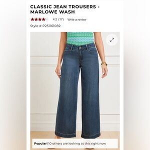 Talbots Deep Indigo Wide Leg Jeans NWT size 2